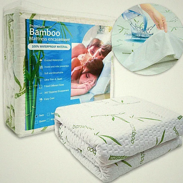 360 Zippered Bamboo Mattress Protector - 100% Water Proof, High Elasticity, S...