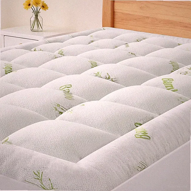 Bamboo 2in Thick Mattress Topper Queen Size Quilted Cooling Mattress Pad Green