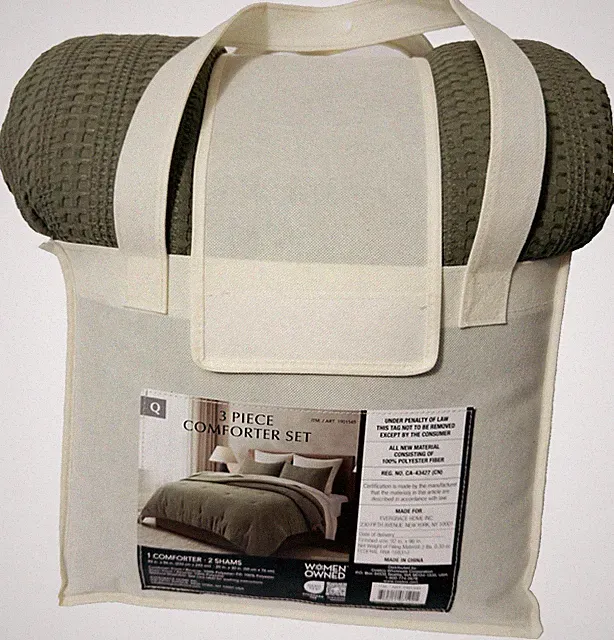 EverGrace Comforter Set Queen Size 3 Piece -GREEN