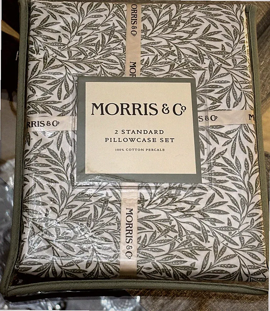 Morris & Co. Green Standard Pillowcases - Set of 2 - 100% Cotton - NWT
