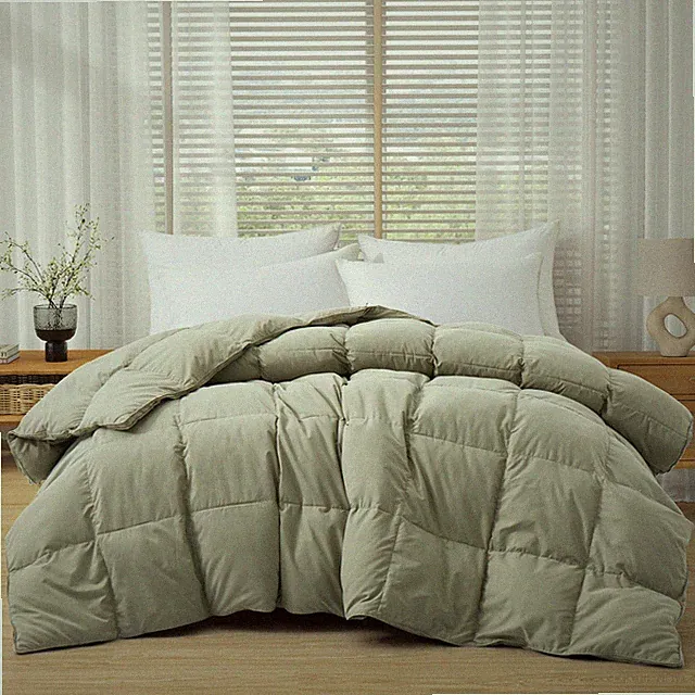 Oversized Down Feather Comforter Moisture-wicking Cozy, King or Queen Blanket