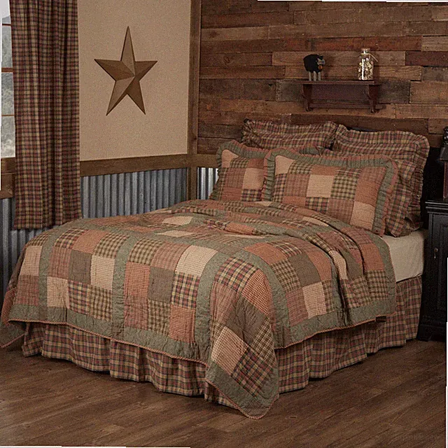 Rustic Luxury King Quilt Green Patchwork Crosswoods Bedroom Decor VHC Brands