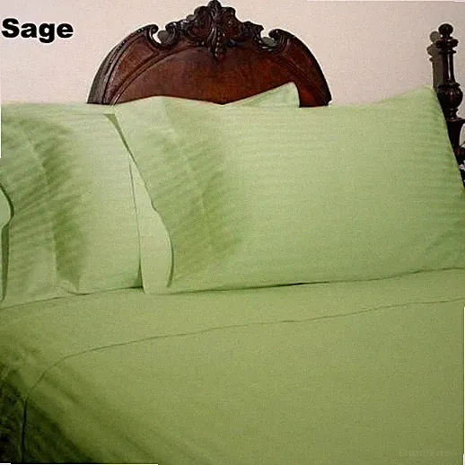Sage Green Stripe Queen 4pc Bed Sheet Set 1000 Thread Count 100% Egyptian Cotton
