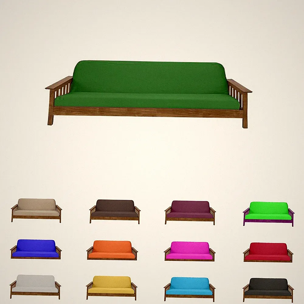 Solid Light Green Full Size Futon Mattress Covers, Bed Protectors, Slipcovers